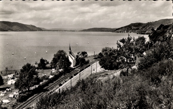 Postcard Kornwestheim in Württemberg, Goldbach Chapel with campsite