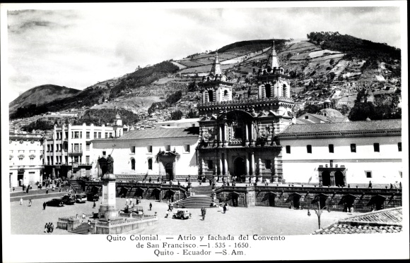 Postcard Quito Ecuador, Atrio and compartment of the Convent of San Francisco