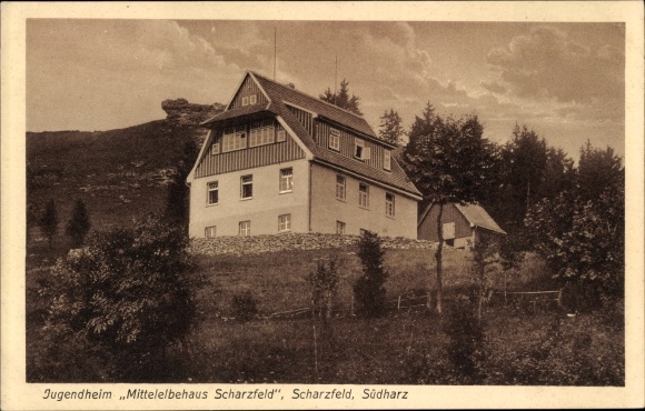 Postcard Scharzfeld Herzberg am Harz, youth center Mittelelbehaus Scharzfeld
