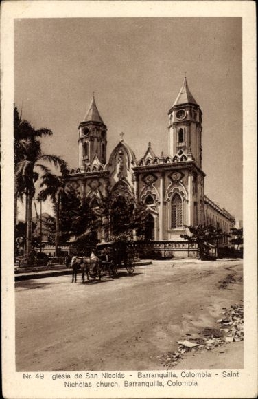 Postcard Barranquilla Colombia, Iglesia de San Nicolás