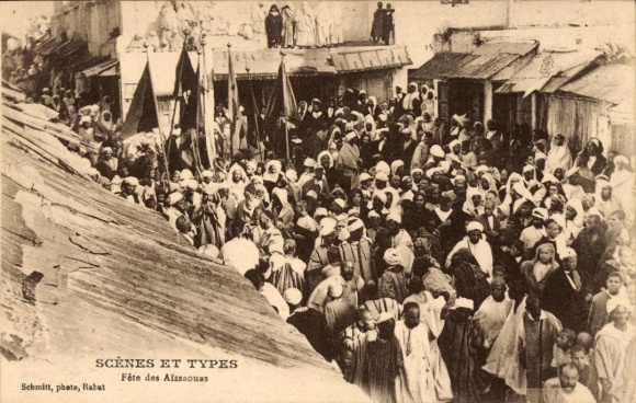 Postcard Rabat Morocco, La Fête du Miloud, Festival, Many participants