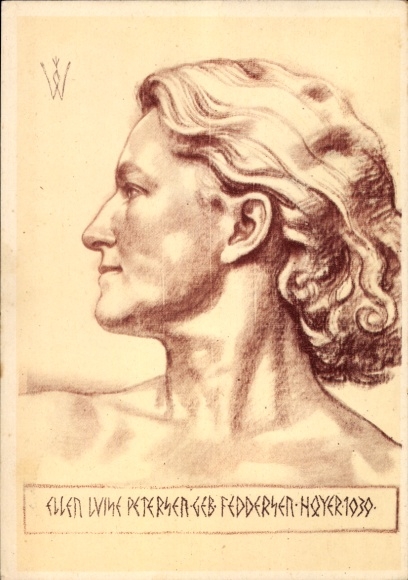 Artist Postcard Willrich, Wolfgang, German woman from North Schleswig, Ellen Luise Petersen, VDA E 11