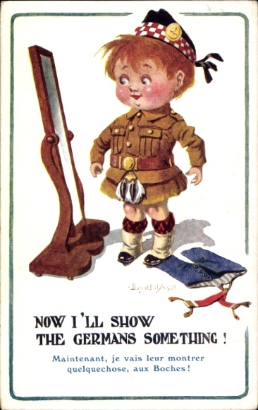 Artist Postcard McGill, D., Boy in Scottish Costume