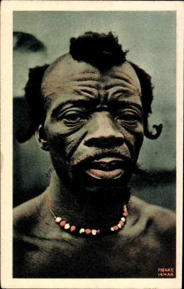 Postcard Cameroon, Homme de la foret, Compagnies de Navigation Cyprien Fabre et Fraissiniet