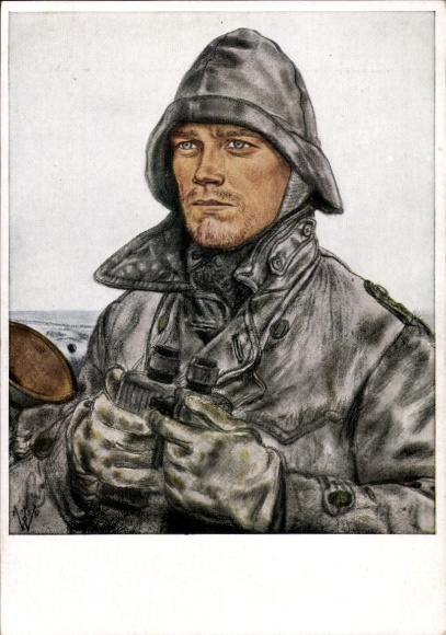 Artist Postcard Willrich, Wolfgang, Watch Officer on a Submarine, Submarine Weapon of the Kriegsmarine, VDA