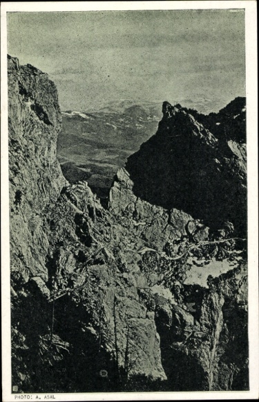 Postcard Werfen in Salzburg, Eisriesenwelt in the Tennengebirge mountains, Beißzangensteig trail towards the Salzach valley