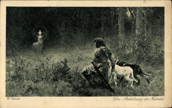 Artist Postcard Räuber, W., Conversion of Hubertus, Hunt