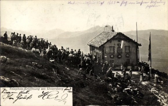 Postcard Bischofswiesen in Upper Bavaria, Untersberg near Salzburg, telephone opening