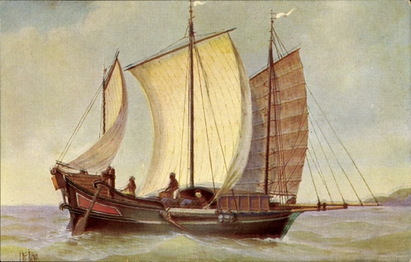 Artist Postcard Rave, Chr., Marine Gallery No. 121, Transport ship from the island of Malacca