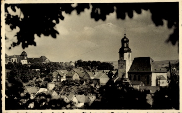 Baumholder in the Westrich region, town view, church, houses, Baumholder