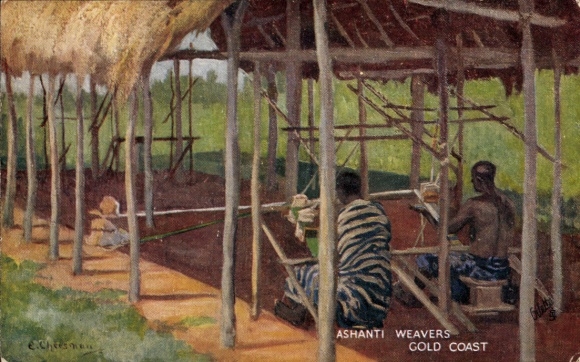 Artist Postcard Cheesmon, E., Gold Coast Ghana, weaver from the Ashanti people