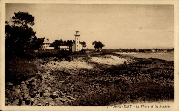 CPA Ste Marine, Le Phare et les Rochers