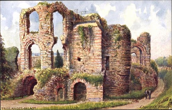 6 artists AK in envelope Trier on the Moselle, Oilette series