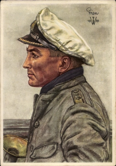 Artist Postcard Willrich, Wolfgang, Lieutenant Commander Günther Prien, Knight's Cross recipient, VDA 1 5 2