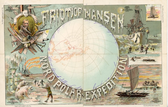 Set of 4 litho puzzles, Fritjof Nansen Expedition to the North Pole, Rosenblatt Publishing House, Frankfurt