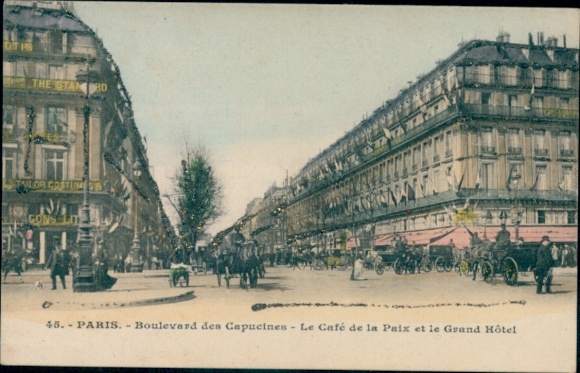 Glitter CPA Paris IX Boulevard de Capucines, Cafe de la Paix, Grand Hotel