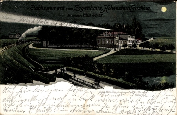 Moonlight Chromo-Litho Hohenstein Ernstthal District of Zwickau, Inn Zum Logenhaus, Owner Wilhelm Weise
