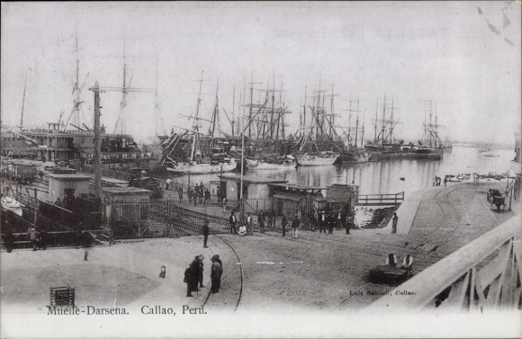 Postcard Callao Peru, harbor view, ships, Callao, Peru