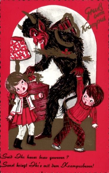 Postcard Krampus will punish children