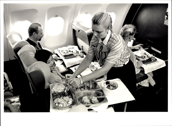 Photo of a German passenger aircraft, Airbus A310, Lufthansa, flight attendant