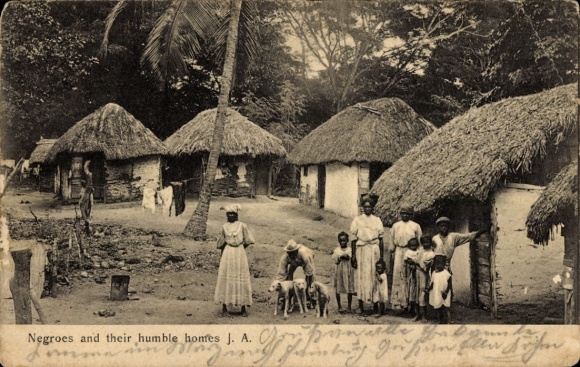 Postcard Jamaica, Negroes and their humble homes