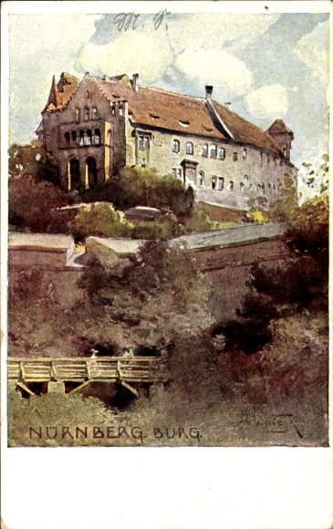 Artist Postcard Wiegk, Nuremberg in Middle Franconia, Castle