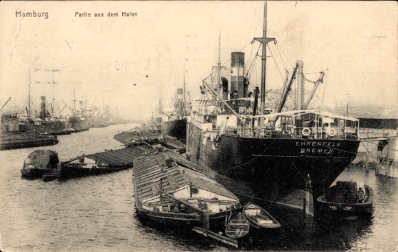Hamburg Mitte St. Pauli, harbor scene, ship Ehrenfels Bremen
