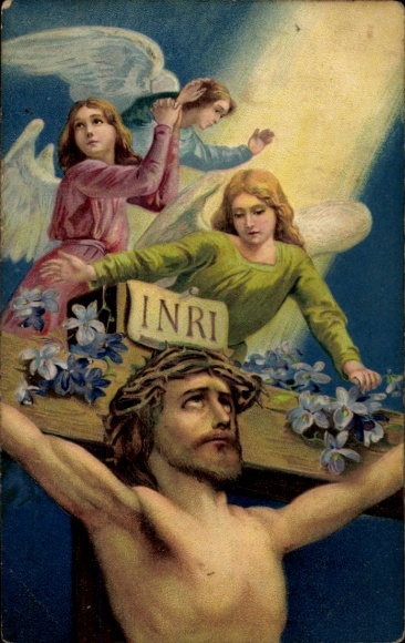 Coin Postcard Jesus, Crucifixion, Angel