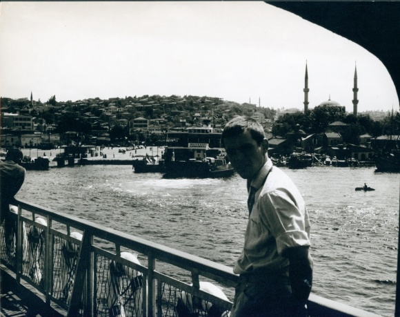 Photo of Constantinople, Istanbul, Türkiye?, portrait of a man, mosque in the background