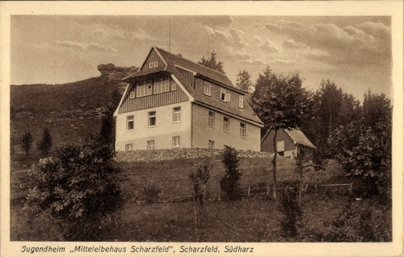 Postcard Scharzfeld Herzberg am Harz, youth center Mittelelbehaus Scharzfeld