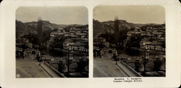 Stereo photo Sarajevo Bosnia Herzegovina, Scheherazade Bridge
