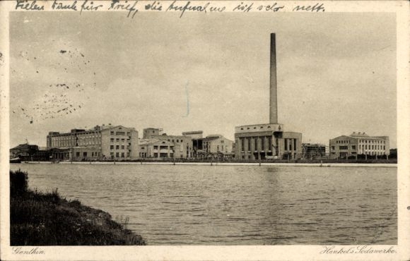 Postcard Genthin in the Jerichower Land, Henkel's Soda Works