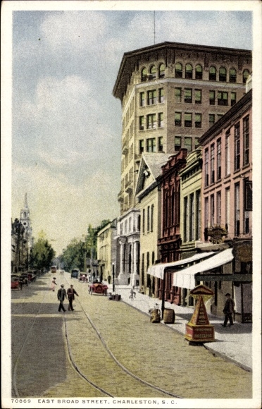 Postcard Charleston South Carolina United States, East Broad Street