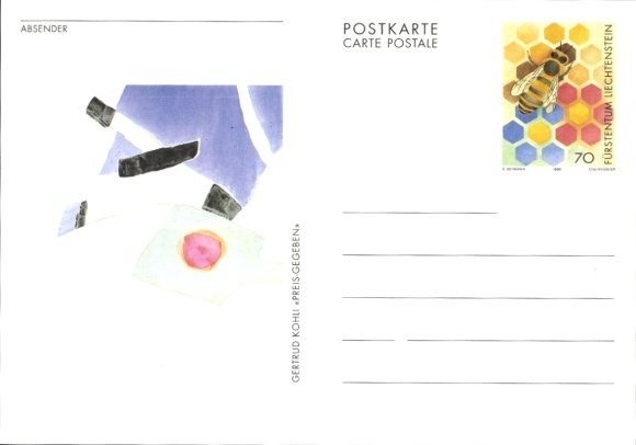Postal stationery artist Postcard Kohl, G., price given, Fürstenstein Liechtenstein, bee