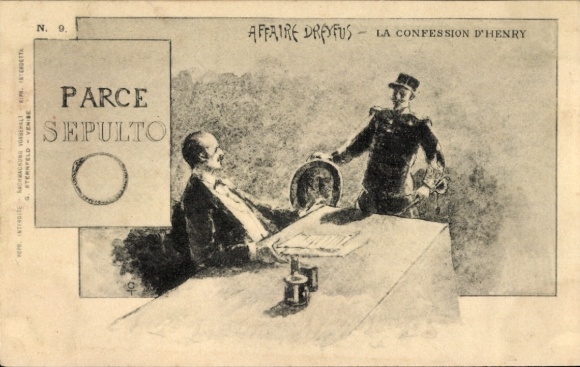 Judaika Artist Postcard Affaire Dreyfus, La Confession d'Henry, Dreyfus Affair, Parce Sepulto