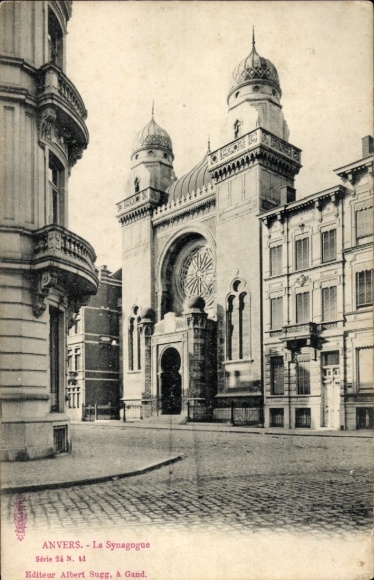 Judaika Postcard Anvers Antwerp Flanders, La Synagogue, synagogue