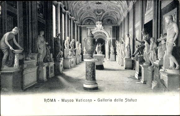Postcard Vatican Rome Lazio, Vatican Museums, Galleria delle Statue, Sculptures, Rome