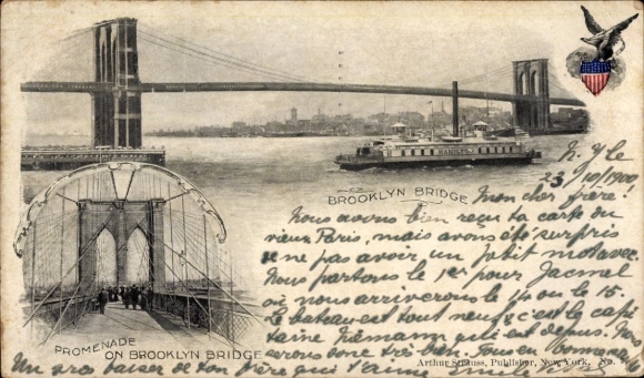 Brooklyn, New York City, USA, promenade, steamboat, 1900