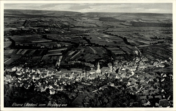 Postcard Elsenz Eppingen in Baden, aerial view