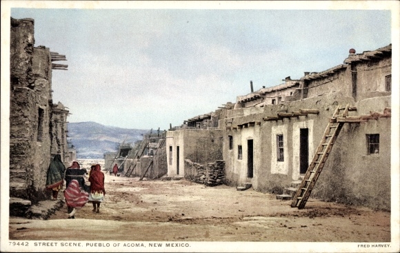 Postcard Acoma New Mexico USA, Street Scene