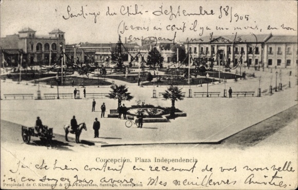 PC Santiago de Chile, Plaza Independencia, people, horses, 1905