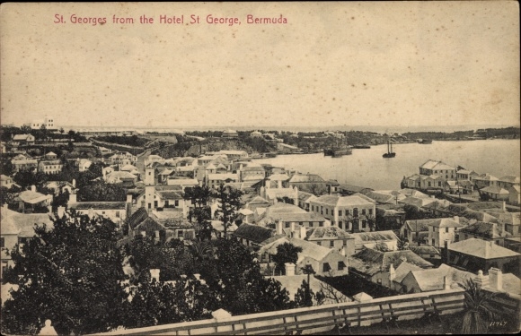 Postcard Bermuda, St. Georges from the Hotel St. George