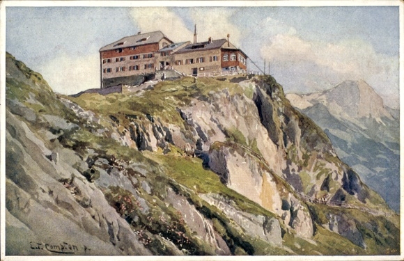 Artist Postcard Compton, Edward Theodore, Ramsau near Berchtesgaden, Watzmannhaus, view from below