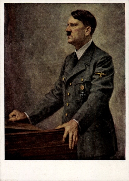 Artist: Postcard Bruno Jacobs, Führer and Reich Chancellor Adolf Hitler, Portrait, The Führer Speaks