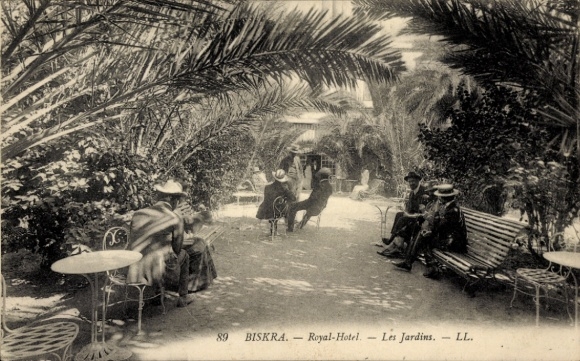 CPA Biskra Algérie, Royal Hotel, Les Jardins