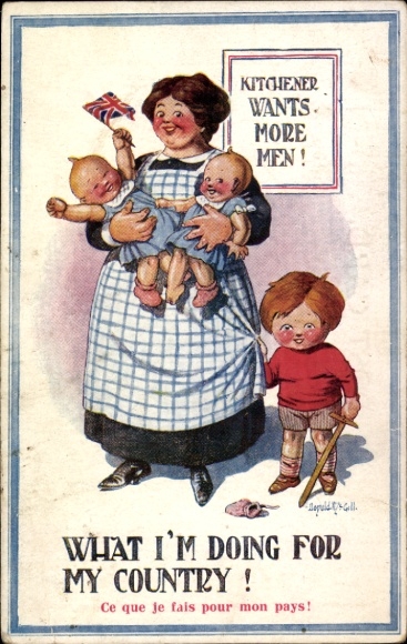 Artist Postcard McGill, D., woman with three children