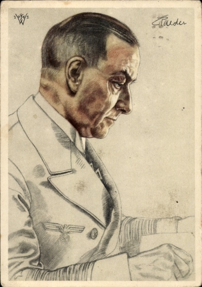 Artist Postcard Willrich, Wolfgang, Grand Admiral Erich Raeder, Kriegsmarine, Knight's Cross recipient, VDA E 12