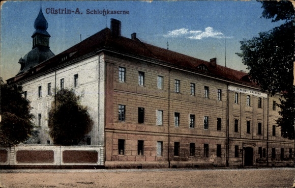 Postcard Kostrzyn nad Odrą Cüstrin Küstrin East Brandenburg, castle barracks
