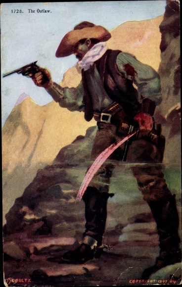 Artist PC Schultz, The Outlaw, Cowboy with Pistol