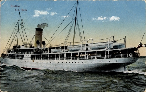 Steamer SS Herta, Braeunlich Shipping Company, Stettin